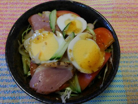 合鴨とゆで卵とトマトのサラダ(^o^)